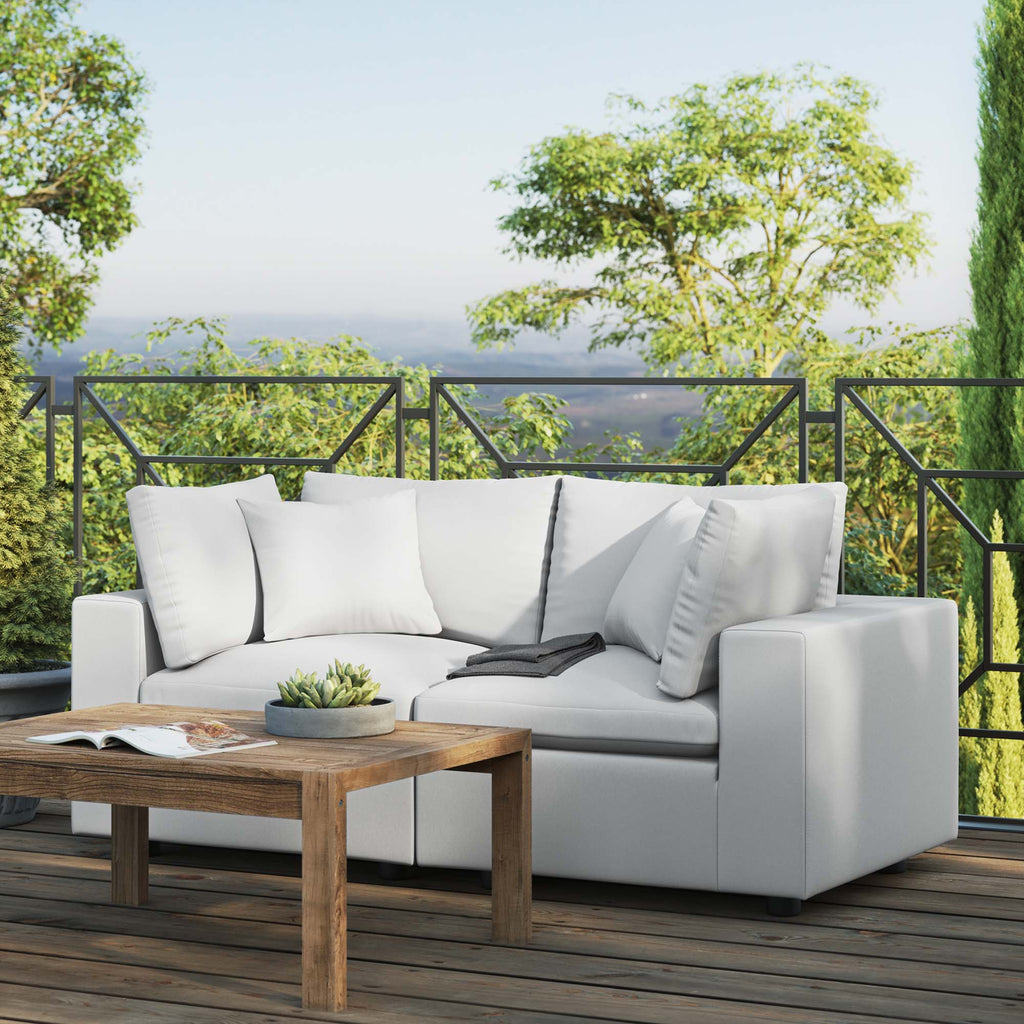 Commix Overstuffed Outdoor Patio Loveseat - White