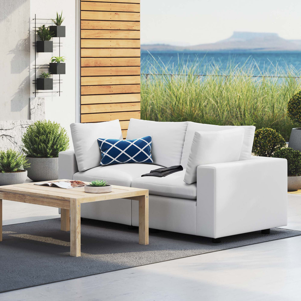 Commix Sunbrella Outdoor Patio Loveseat - White