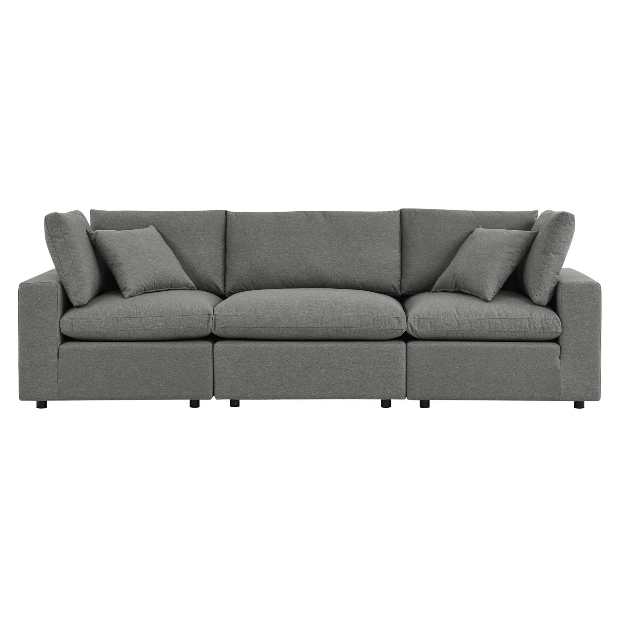 Commix Overstuffed Outdoor Patio Sofa - Charcoal