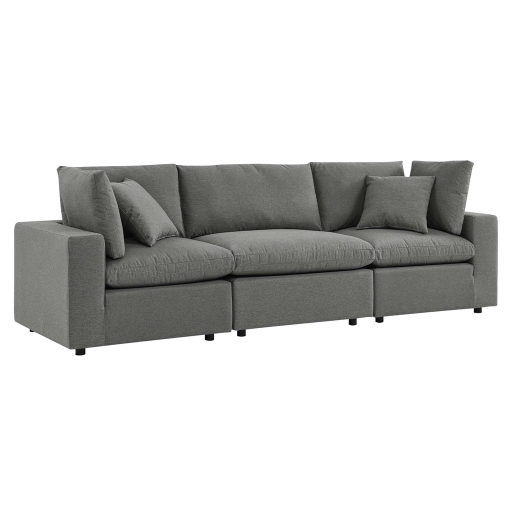 Commix Overstuffed Outdoor Patio Sofa - Charcoal