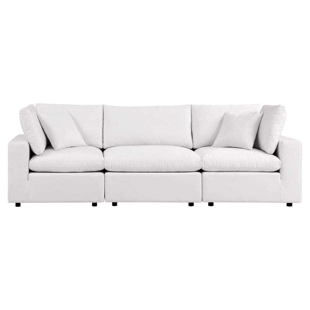 Commix Overstuffed Outdoor Patio Sofa - White