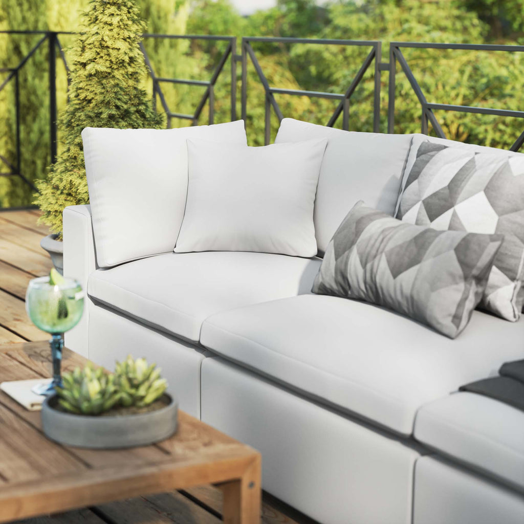 Commix Overstuffed Outdoor Patio Sofa - White