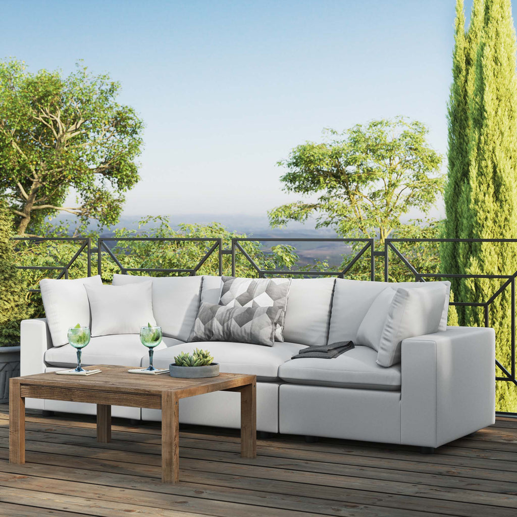 Commix Overstuffed Outdoor Patio Sofa - White
