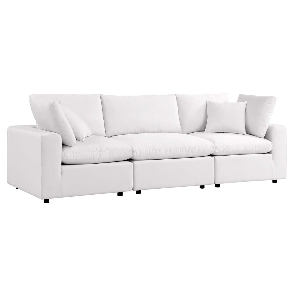 Commix Overstuffed Outdoor Patio Sofa - White