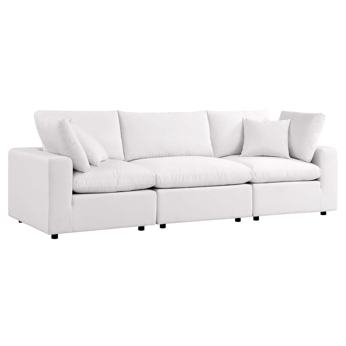 Commix Overstuffed Outdoor Patio Sofa - White