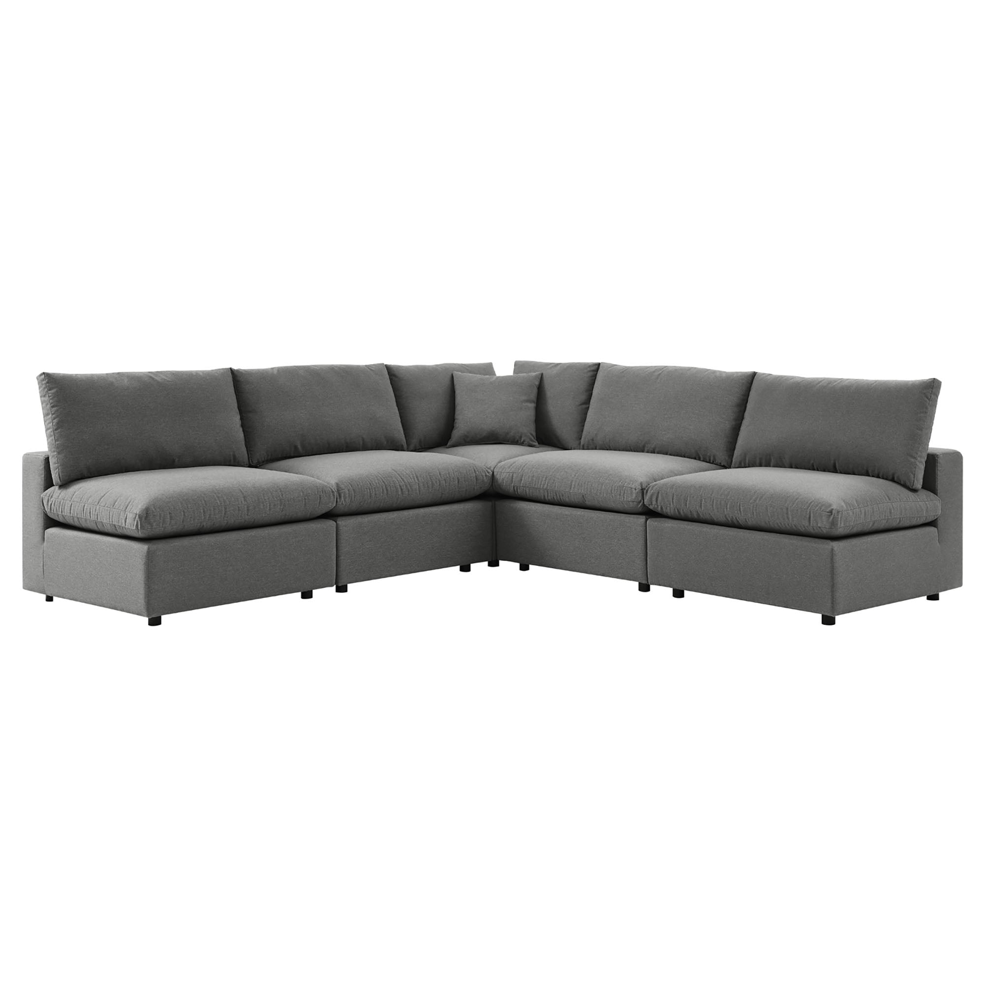 Commix 5-Piece Outdoor Patio Sectional Sofa - Charcoal (4 Armless Chairs, Corner Chair)