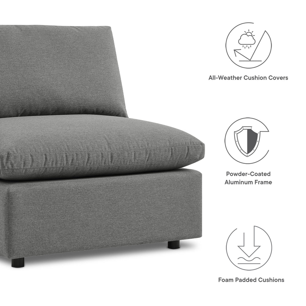 Commix 5-Piece Outdoor Patio Sectional Sofa - Charcoal (4 Armless Chairs, Corner Chair)