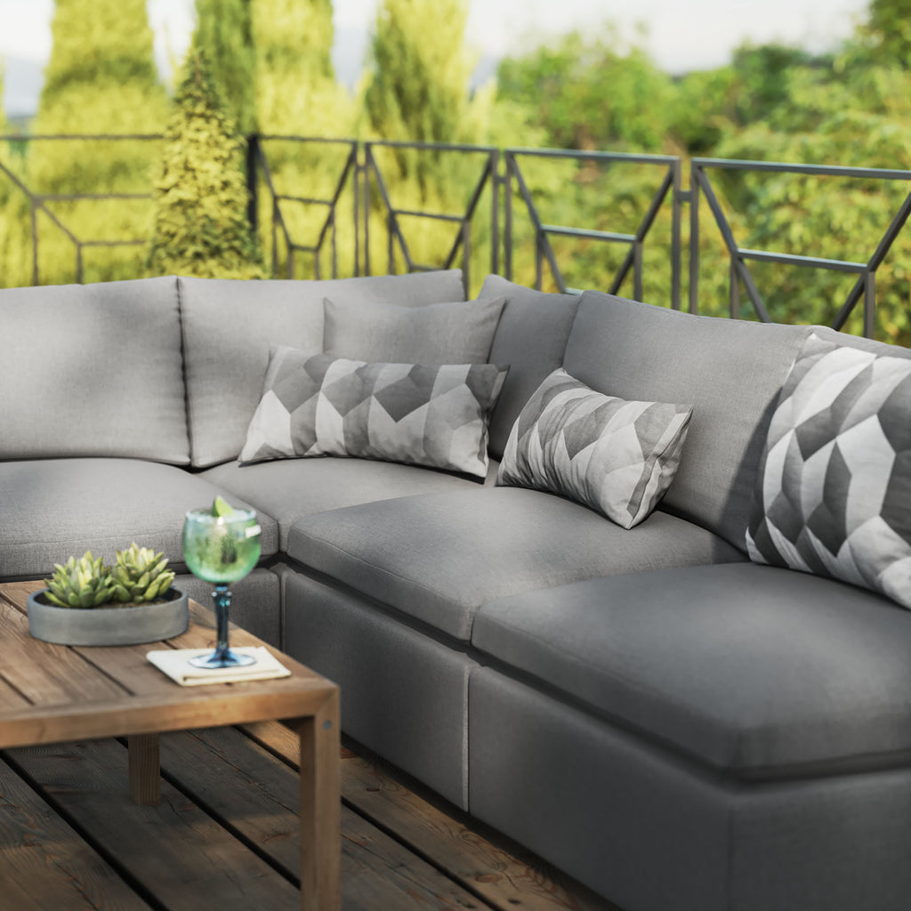 Commix 5-Piece Outdoor Patio Sectional Sofa - Charcoal (4 Armless Chairs, Corner Chair)