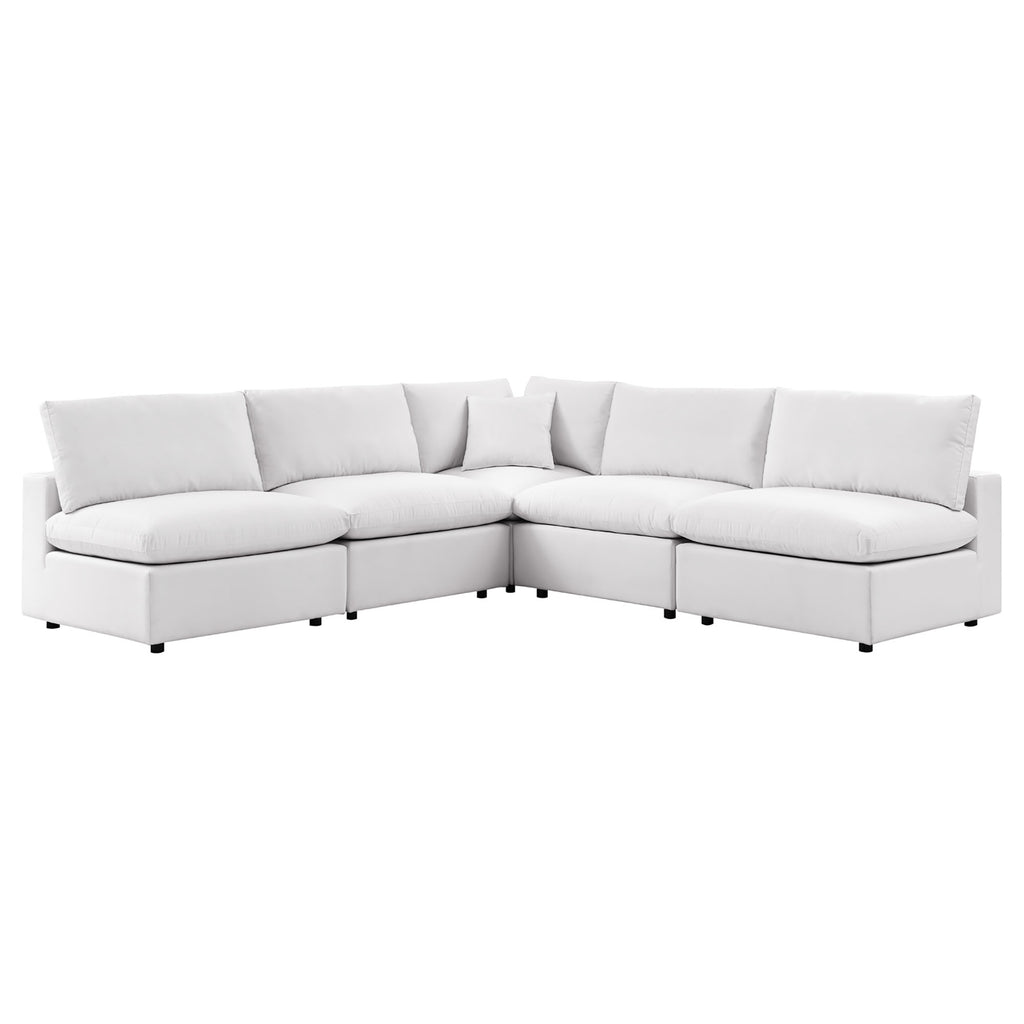 Commix 5-Piece Outdoor Patio Sectional Sofa - White (4 Armless Chairs, Corner Chair)