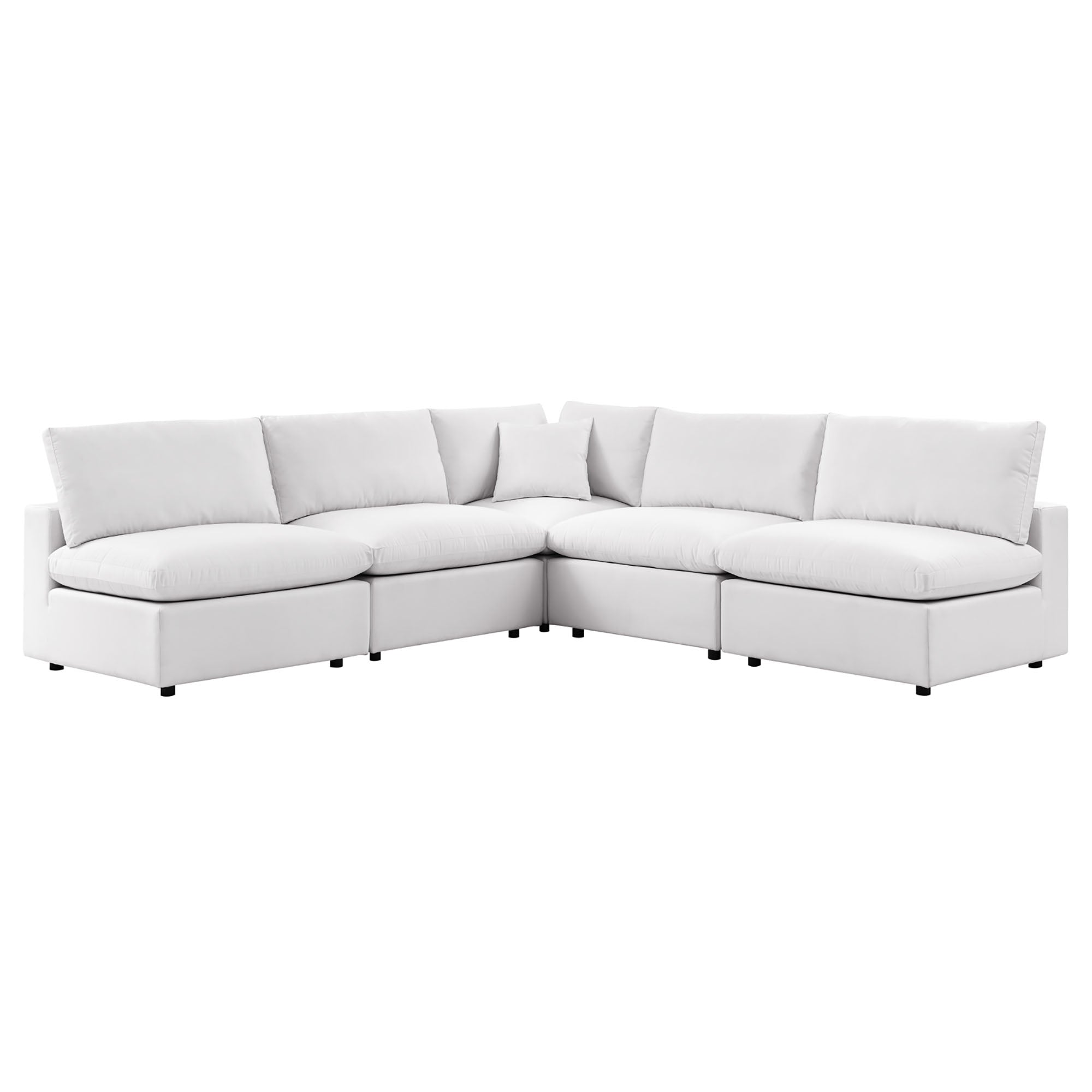 Commix 5-Piece Outdoor Patio Sectional Sofa - White (4 Armless Chairs, Corner Chair)