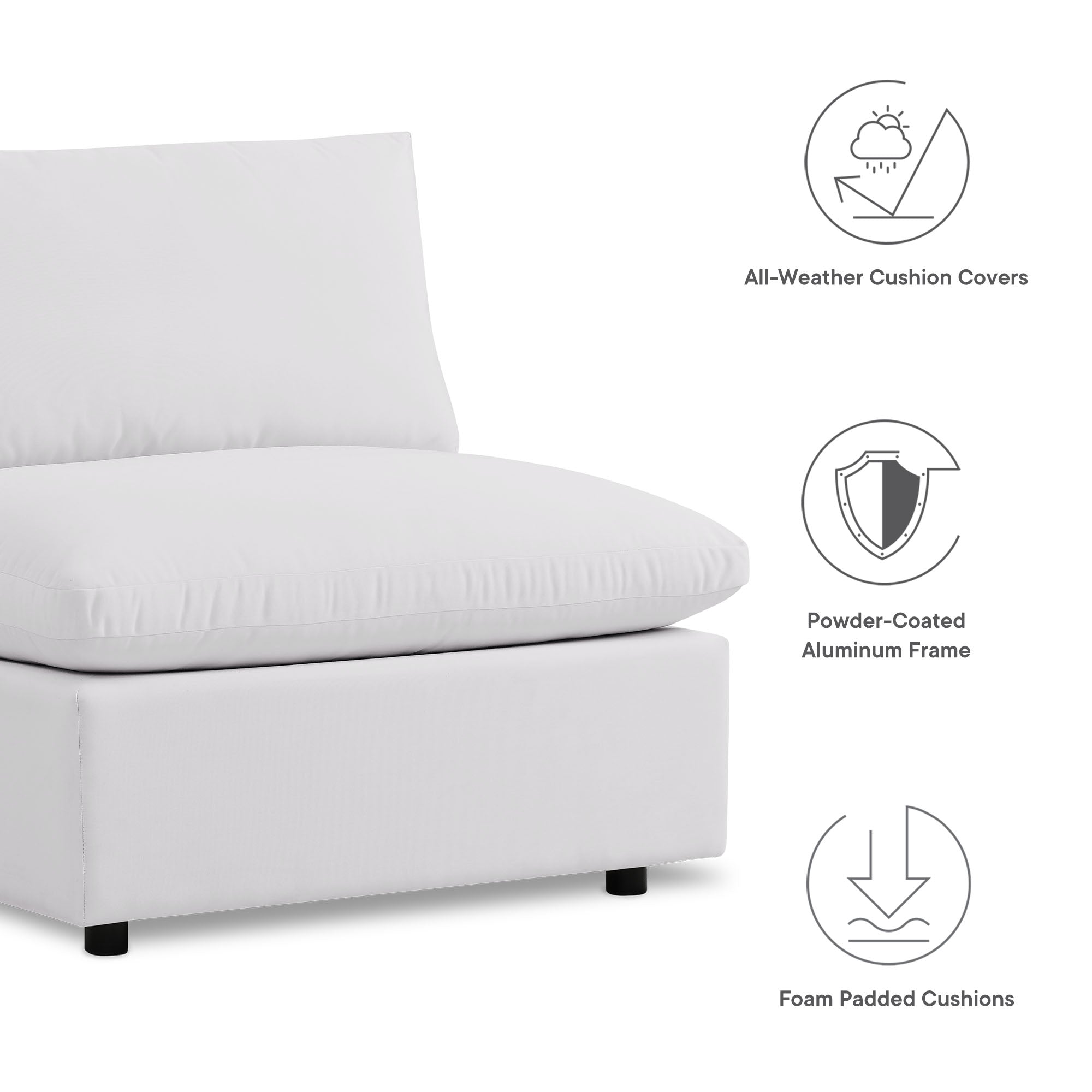 Commix 5-Piece Outdoor Patio Sectional Sofa - White (4 Armless Chairs, Corner Chair)