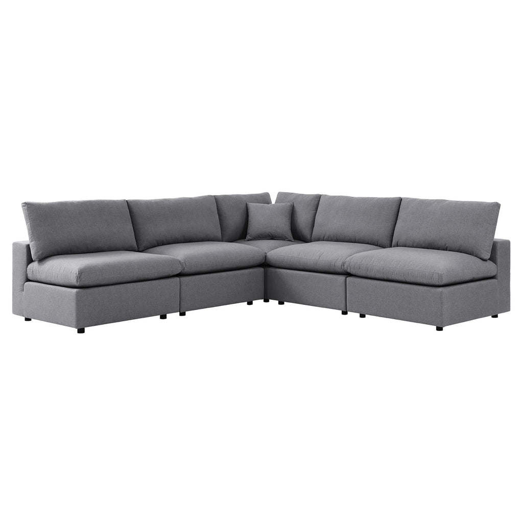 Commix 5-Piece Sunbrella Outdoor Patio Sectional Sofa - Gray (4 Armless Chairs, Corner Chair)