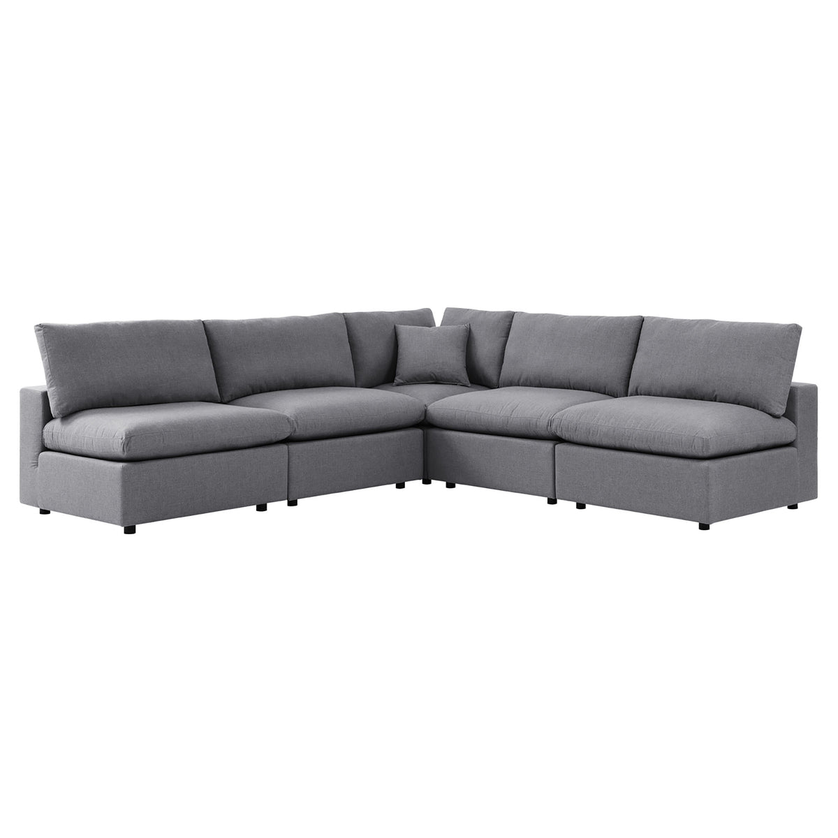 Commix 5-Piece Sunbrella Outdoor Patio Sectional Sofa - Gray (4 Armless Chairs, Corner Chair)