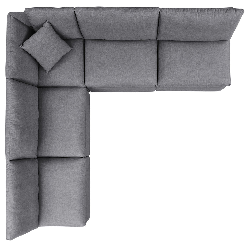 Commix 5-Piece Sunbrella Outdoor Patio Sectional Sofa - Gray (4 Armless Chairs, Corner Chair)