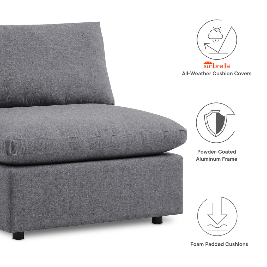 Commix 5-Piece Sunbrella Outdoor Patio Sectional Sofa - Gray (4 Armless Chairs, Corner Chair)