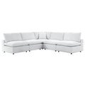 Commix 5-Piece Sunbrella Outdoor Patio Sectional Sofa - White (4 Armless Chairs, Corner Chair)
