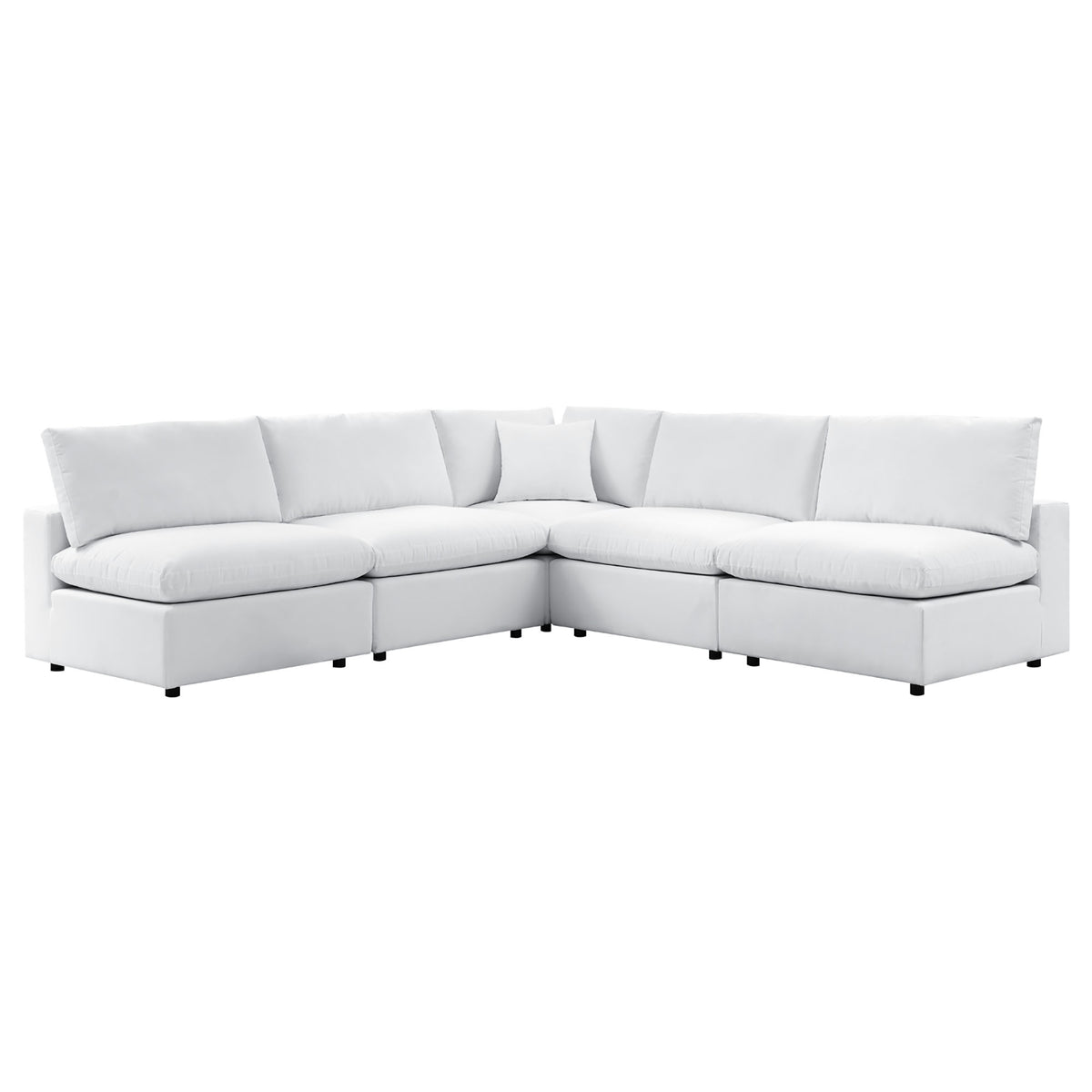 Commix 5-Piece Sunbrella Outdoor Patio Sectional Sofa - White (4 Armless Chairs, Corner Chair)
