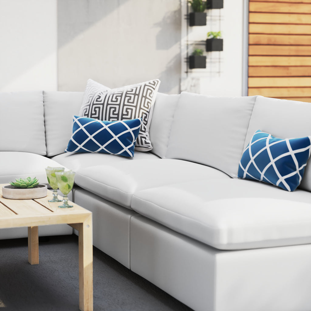 Commix 5-Piece Sunbrella Outdoor Patio Sectional Sofa - White (4 Armless Chairs, Corner Chair)
