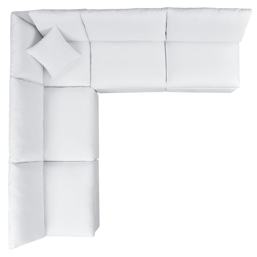 Commix 5-Piece Sunbrella Outdoor Patio Sectional Sofa - White (4 Armless Chairs, Corner Chair)