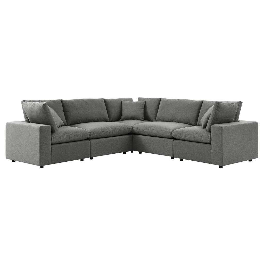 Commix 5-Piece Outdoor Patio Sectional Sofa - Charcoal (2 Armless Chairs, 3 Corner Chairs)