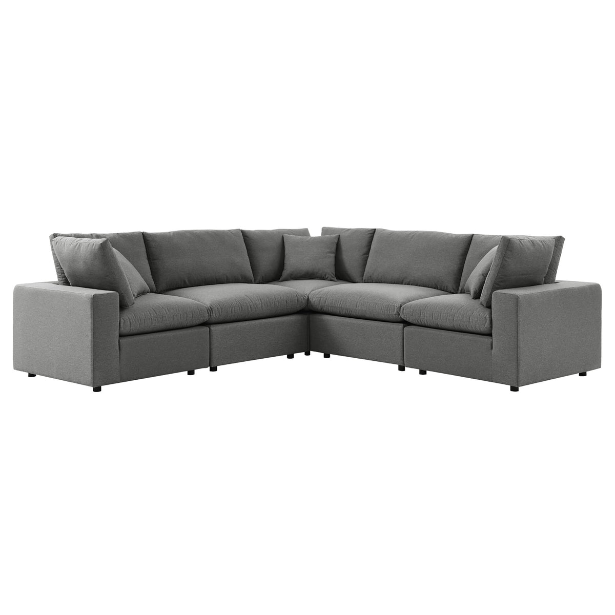 Commix 5-Piece Outdoor Patio Sectional Sofa - Charcoal (2 Armless Chairs, 3 Corner Chairs)