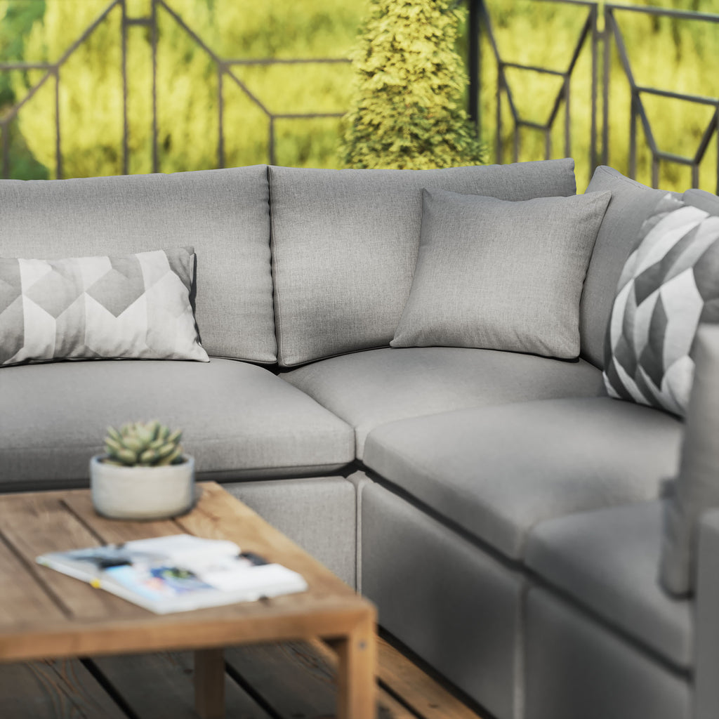 Commix 5-Piece Outdoor Patio Sectional Sofa - Charcoal (2 Armless Chairs, 3 Corner Chairs)