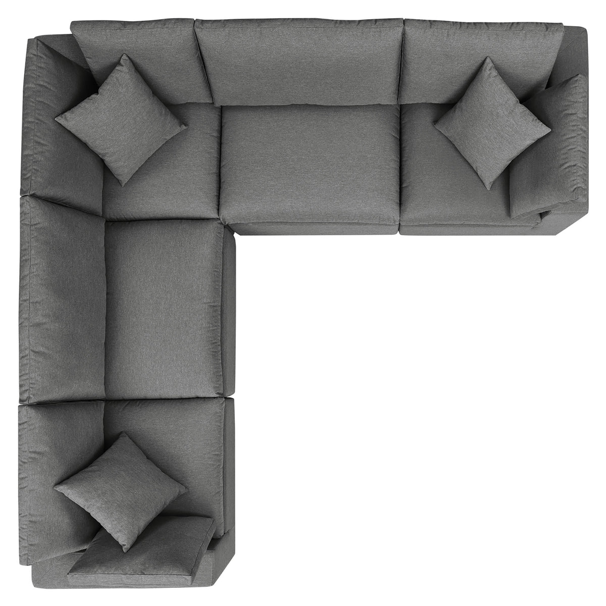 Commix 5-Piece Outdoor Patio Sectional Sofa - Charcoal (2 Armless Chairs, 3 Corner Chairs)