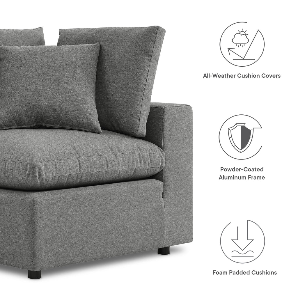 Commix 5-Piece Outdoor Patio Sectional Sofa - Charcoal (2 Armless Chairs, 3 Corner Chairs)