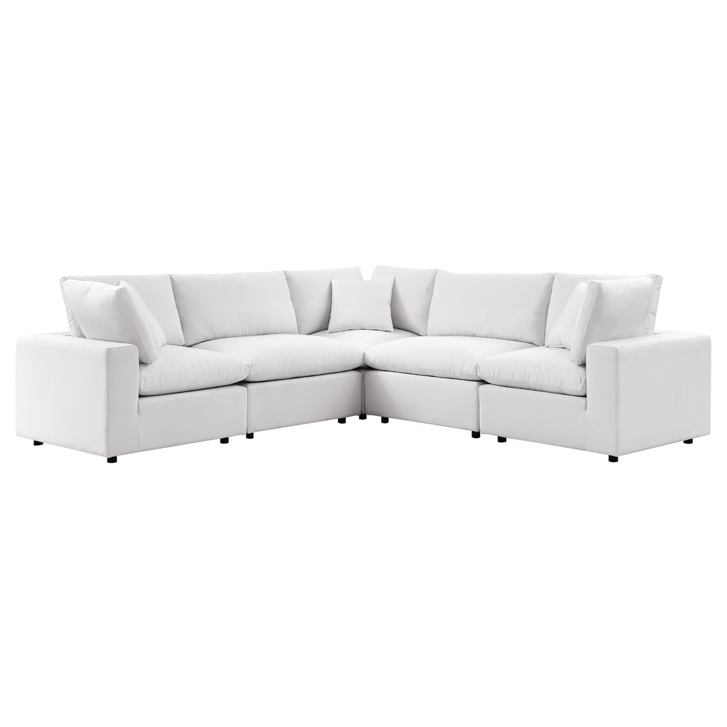 Commix 5-Piece Outdoor Patio Sectional Sofa - White (2 Armless Chairs, 3 Corner Chairs)