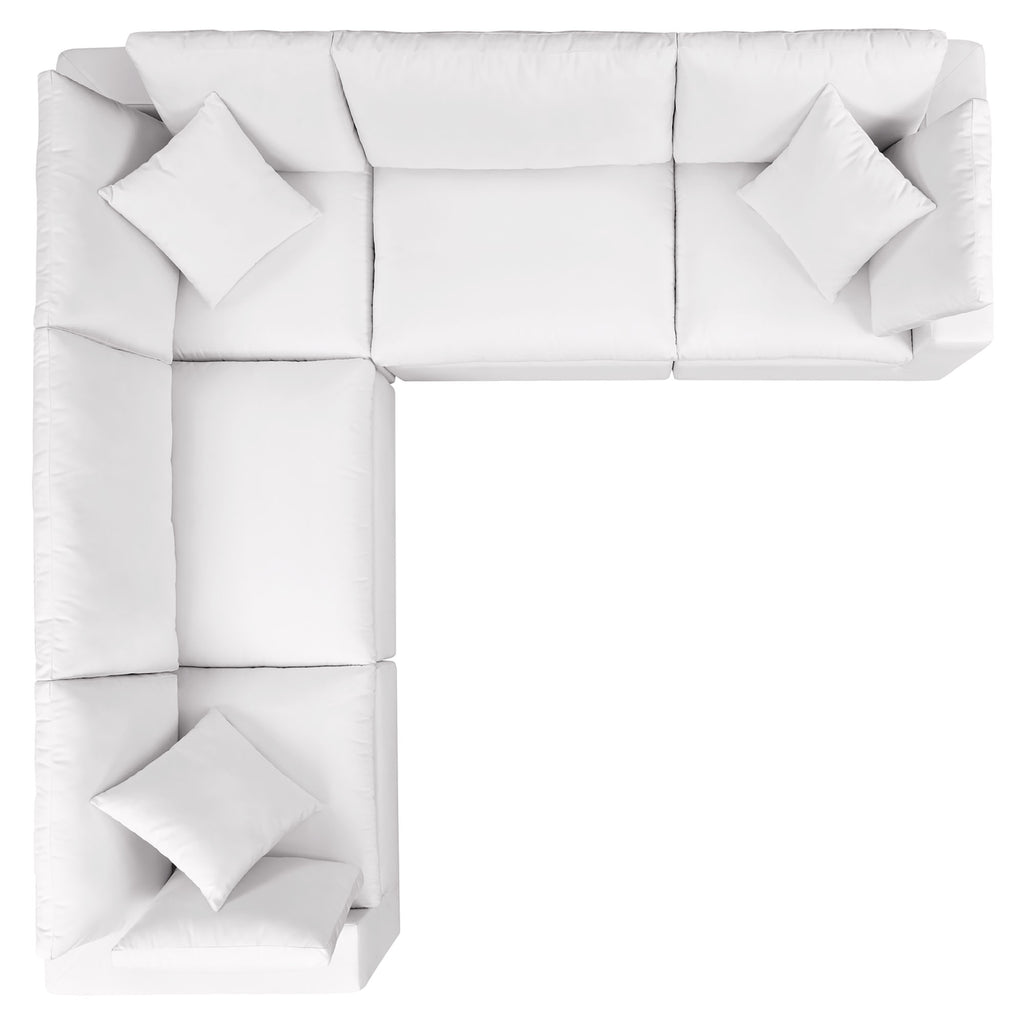 Commix 5-Piece Outdoor Patio Sectional Sofa - White (2 Armless Chairs, 3 Corner Chairs)