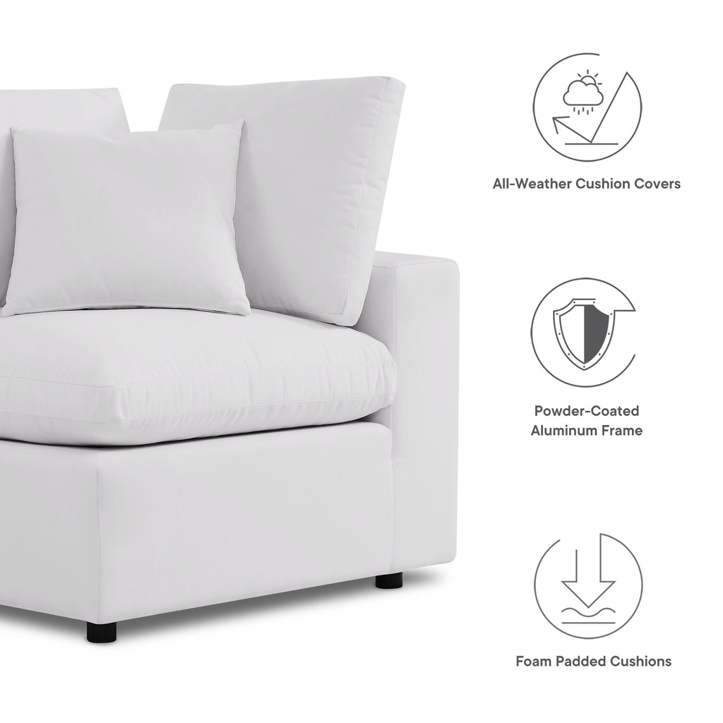 Commix 5-Piece Outdoor Patio Sectional Sofa - White (2 Armless Chairs, 3 Corner Chairs)