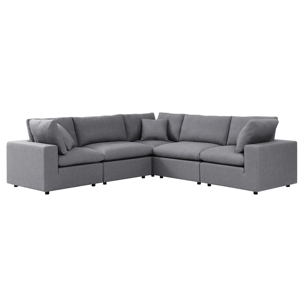Commix 5-Piece Sunbrella Outdoor Patio Sectional Sofa - Gray (2 Armless Chairs, 3 Corner Chairs)