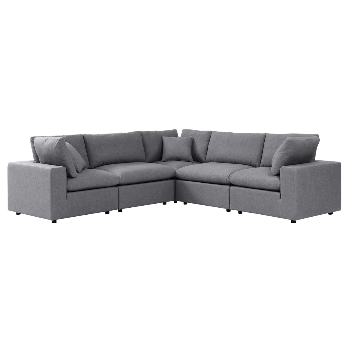 Commix 5-Piece Sunbrella Outdoor Patio Sectional Sofa - Gray (2 Armless Chairs, 3 Corner Chairs)
