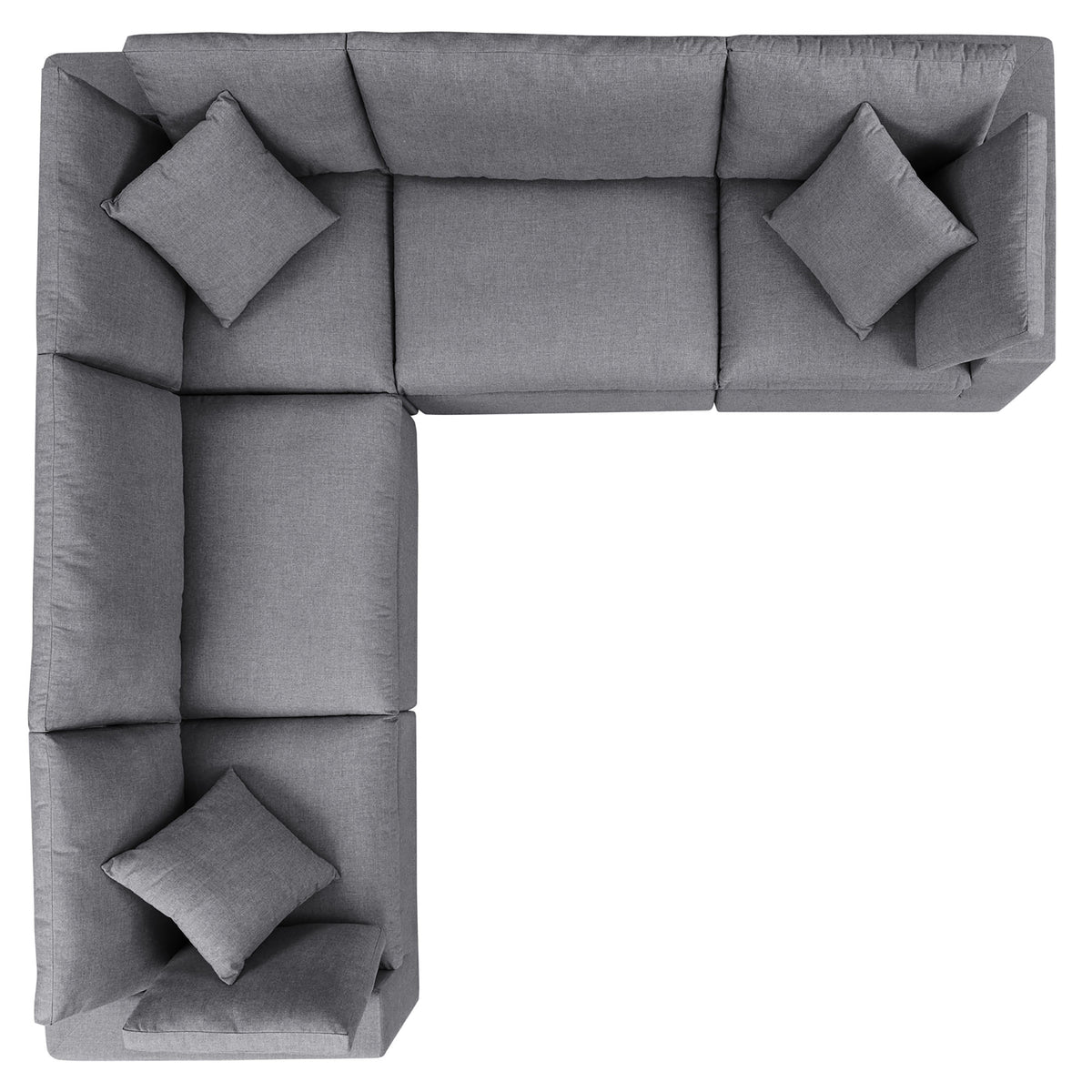 Commix 5-Piece Sunbrella Outdoor Patio Sectional Sofa - Gray (2 Armless Chairs, 3 Corner Chairs)