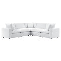 Commix 5-Piece Sunbrella Outdoor Patio Sectional Sofa - White (2 Armless Chairs, 3 Corner Chairs)