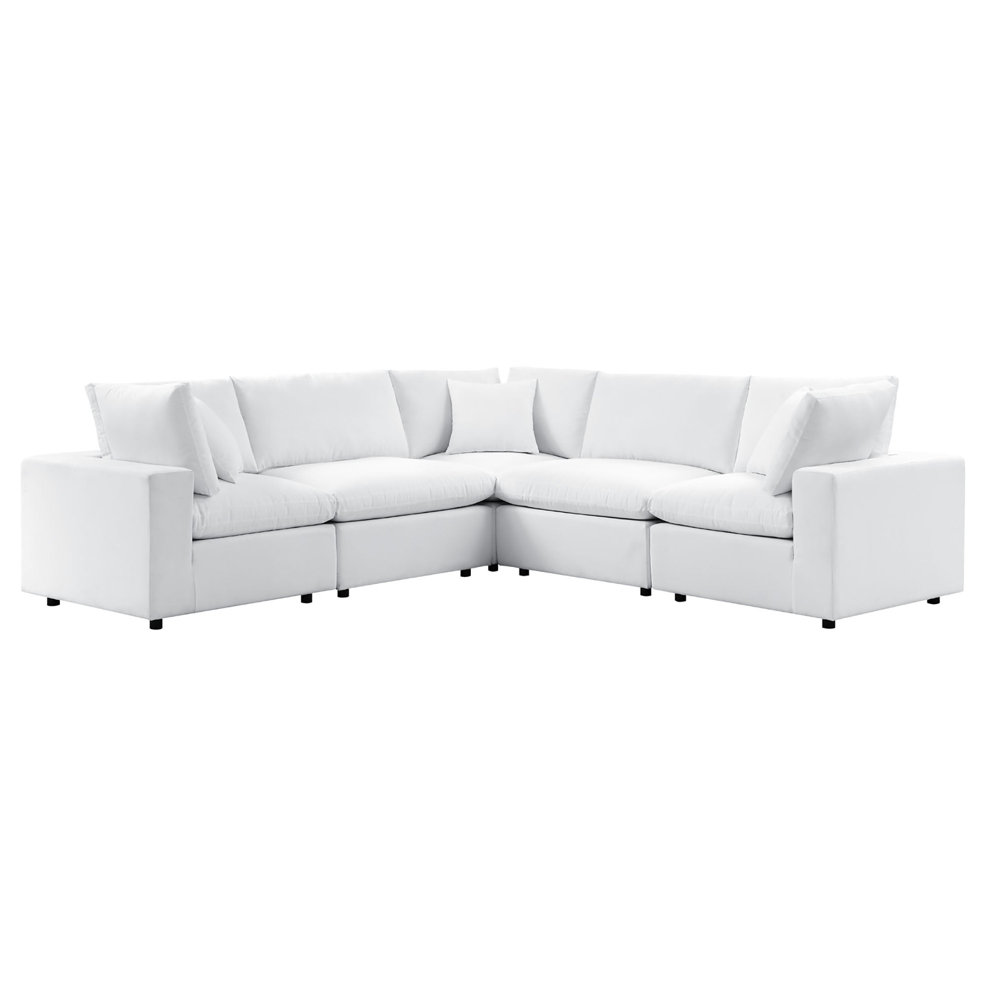 Commix 5-Piece Sunbrella Outdoor Patio Sectional Sofa - White (2 Armless Chairs, 3 Corner Chairs)