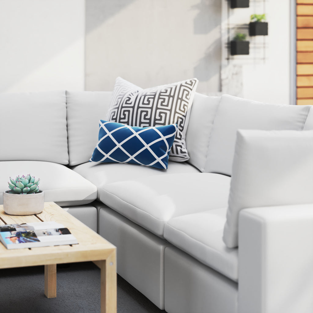 Commix 5-Piece Sunbrella Outdoor Patio Sectional Sofa - White (2 Armless Chairs, 3 Corner Chairs)