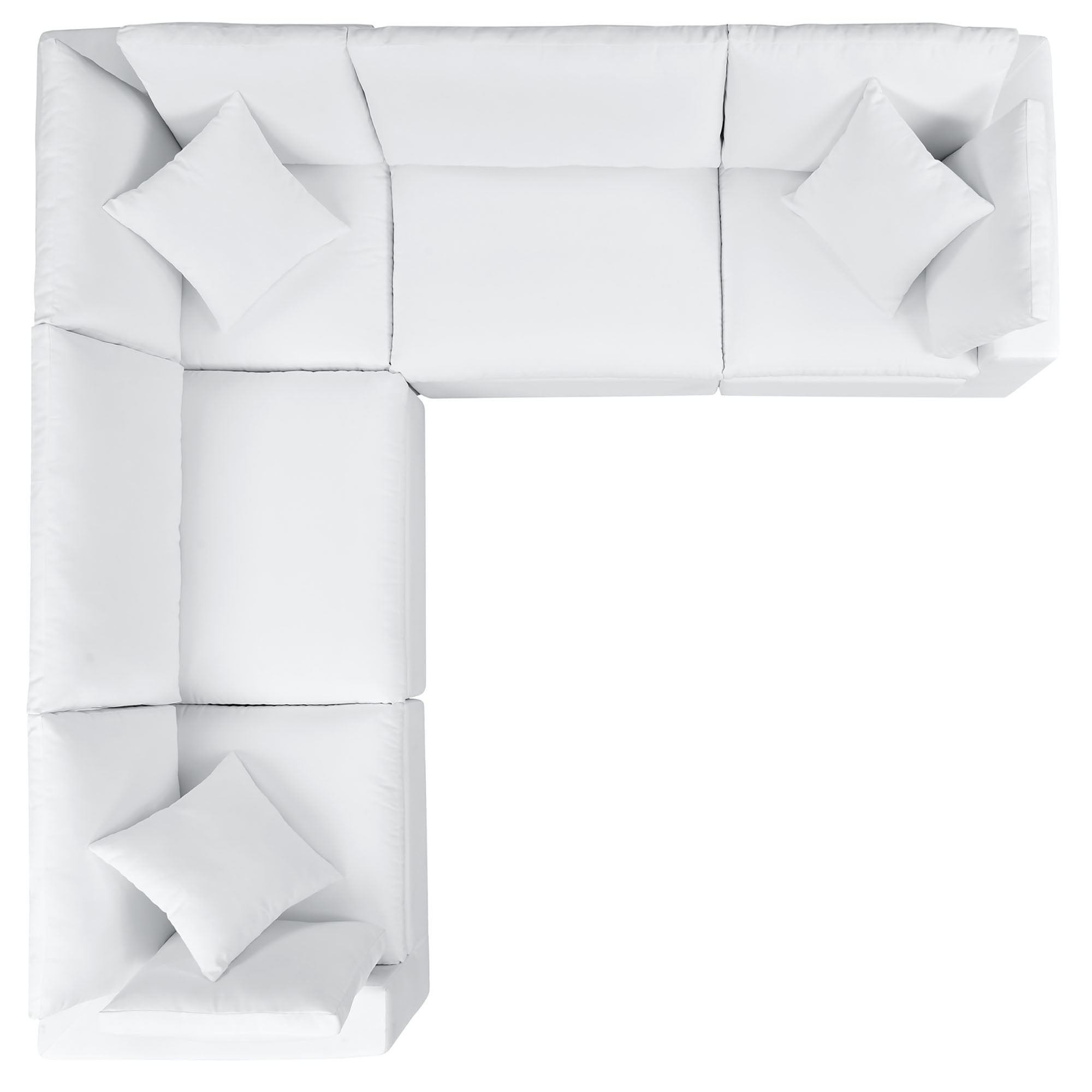 Commix 5-Piece Sunbrella Outdoor Patio Sectional Sofa - White (2 Armless Chairs, 3 Corner Chairs)