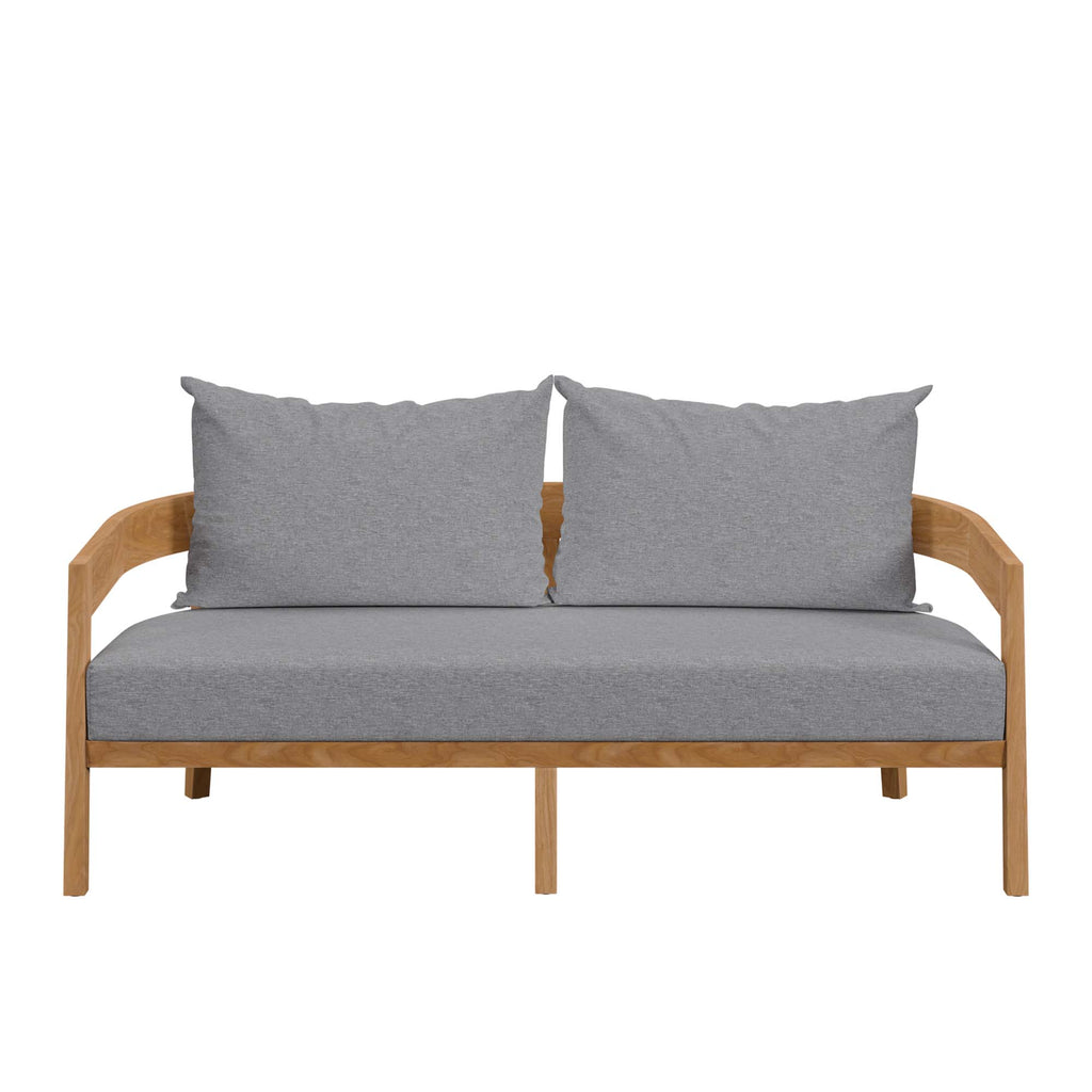 Brisbane Teak Wood Outdoor Patio Loveseat - Natural Gray