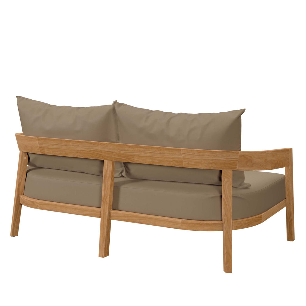 Brisbane Teak Wood Outdoor Patio Loveseat - Natural Light Brown