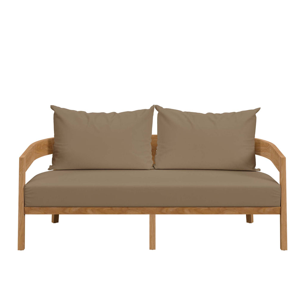 Brisbane Teak Wood Outdoor Patio Loveseat - Natural Light Brown