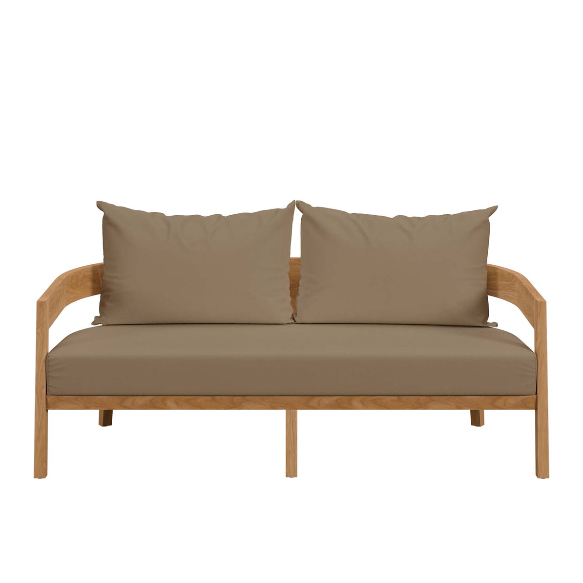 Brisbane Teak Wood Outdoor Patio Loveseat - Natural Light Brown
