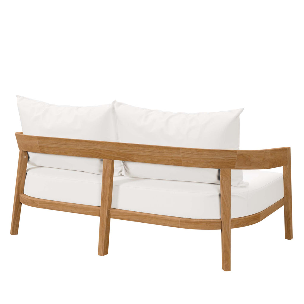 Brisbane Teak Wood Outdoor Patio Loveseat - Natural White