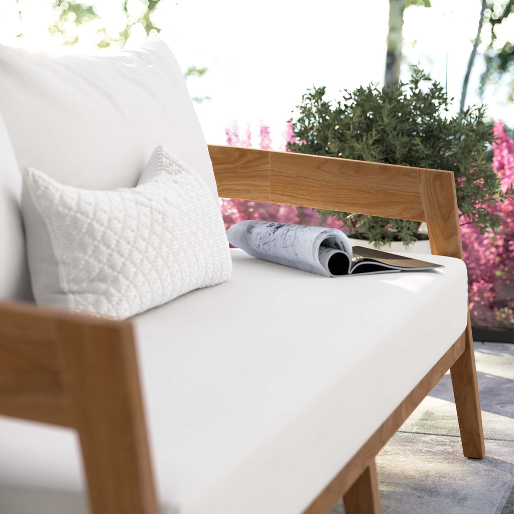 Brisbane Teak Wood Outdoor Patio Loveseat - Natural White