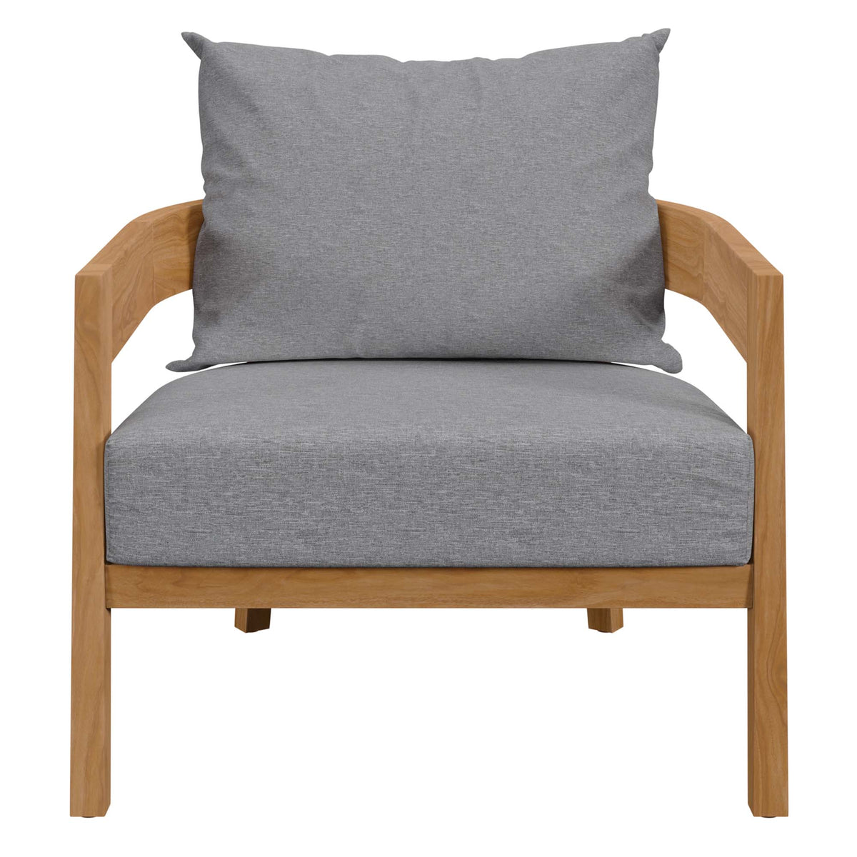 Brisbane Teak Wood Outdoor Patio Armchair - Natural Gray