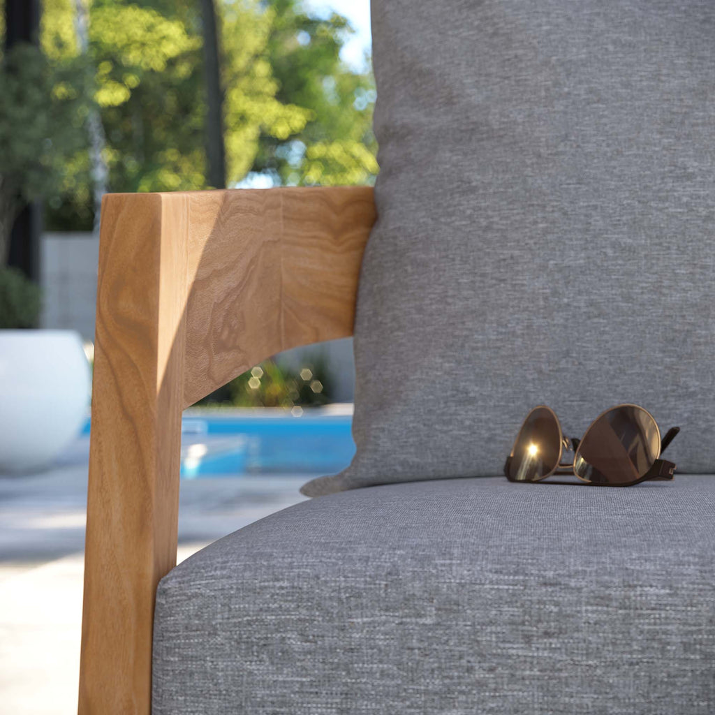 Brisbane Teak Wood Outdoor Patio Armchair - Natural Gray