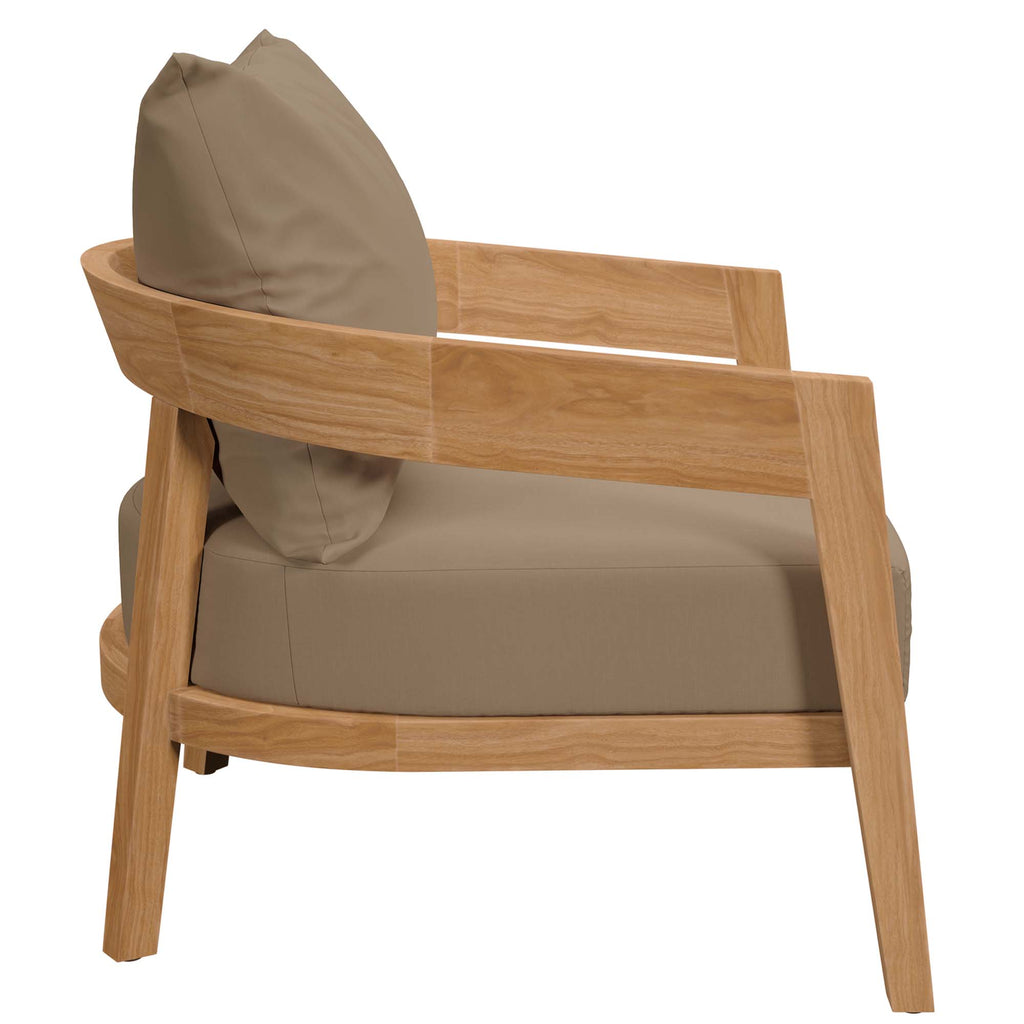 Brisbane Teak Wood Outdoor Patio Armchair - Natural Light Brown