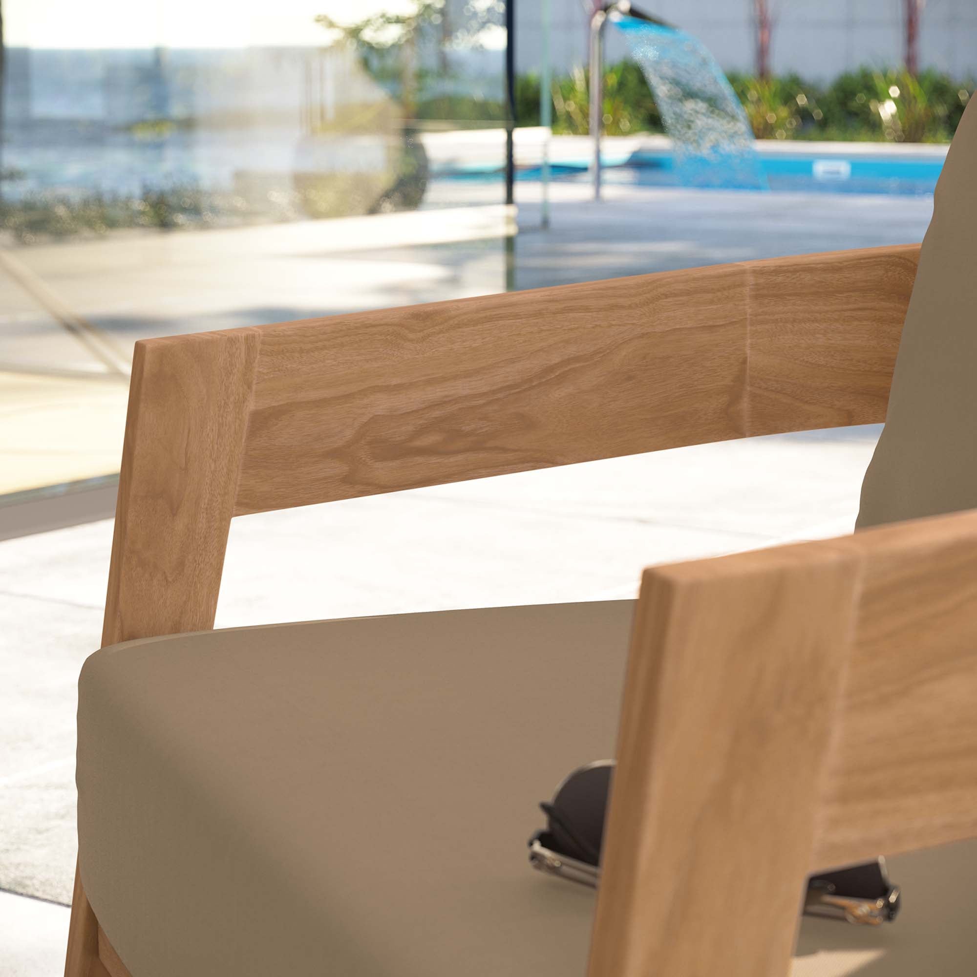 Brisbane Teak Wood Outdoor Patio Armchair - Natural Light Brown