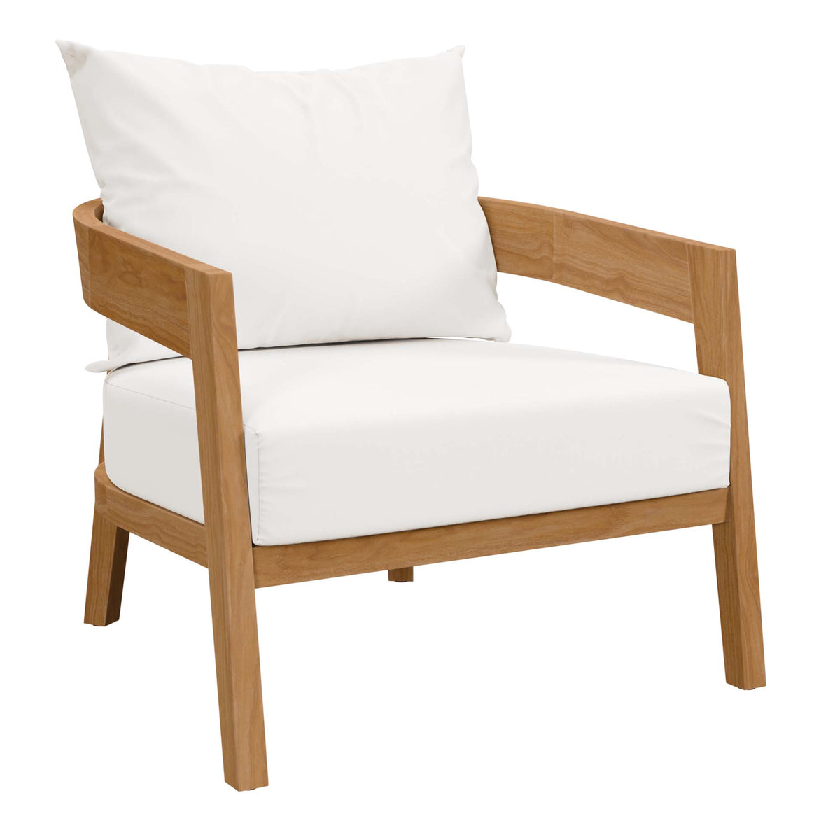 Brisbane Teak Wood Outdoor Patio Armchair - Natural White