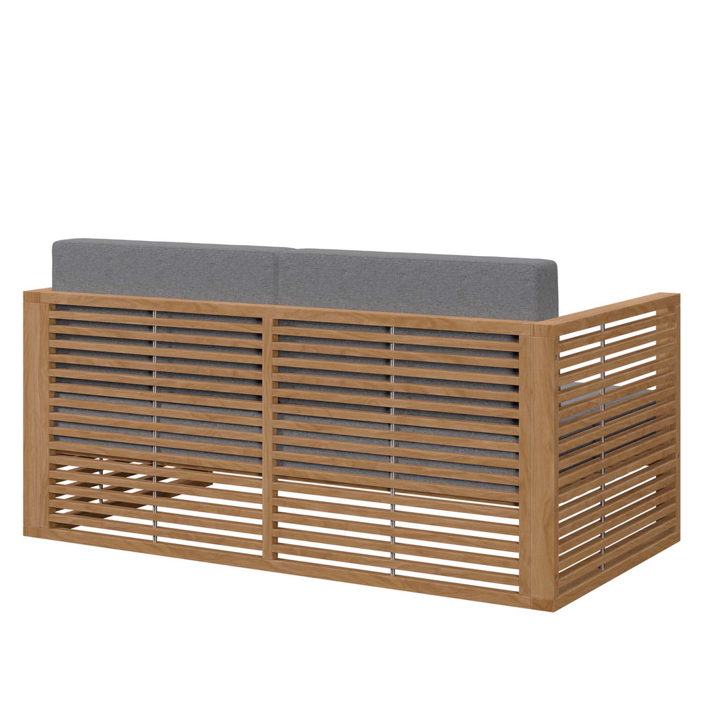 Carlsbad Teak Wood Outdoor Patio Loveseat - Natural Gray